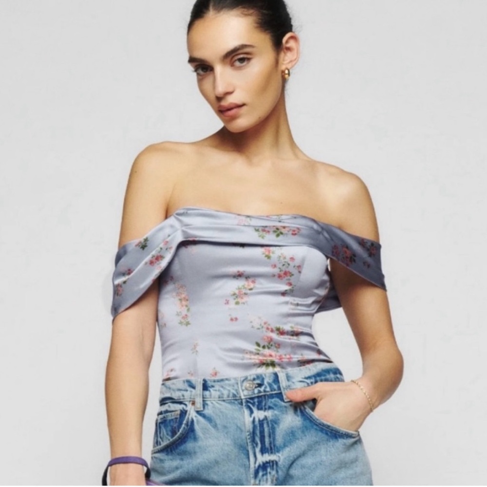 Reformation Lux Floral Silk Blouse